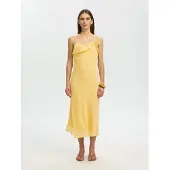 Selected Slwemma Slim Cupro Blend Midi Strap Dres - Yellow - 40