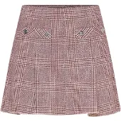 Maje Checked Skirt With Godets - Burgundy - 38