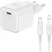 Swissten GaN USB-C + USB-C-Lightning kaapeli 20W laturi