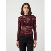 Y.A.S Yaslacey Ls Lace Top S. Noos - Burgundy - XS