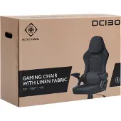 Deltaco DC130-pelituoli, musta, pehmeää pellavakangasta