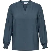 ONLY Carmetta L/S V-Neck Top Wvn Noos - Blue - 52