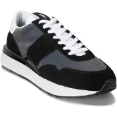 Ralph Lauren Ftw for man. 809913346002 Train 89 Panel Black Leather Sneakers (39.5), Flat, Laces, Casual