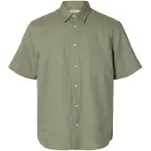 Selected Slmregclaus Clay Linenblend Ss Sht Noos - Khaki green - L
