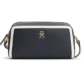 Tommy Hilfiger Olkalaukku 'Colour-blocked TH Monogram Camera' yönsininen / valkoinen