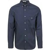Gant for man. 3000100 Regular Fit poplin shirt navy (M), Casual, Cotton, Long sleeve