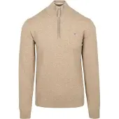 Gant Superfine Lambswool Half Zip - Beige - XL
