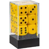 Chessex Dice Set 12xD6 16mm, Opaque Yellow with Black Pips