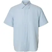 Selected Slmregclaus Clay Linenblend Ss Sht Noos - Blue - XL