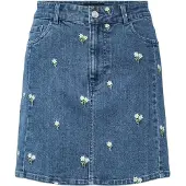 Pieces Flora Denim Emb Korkeavyötäröinen Lyhyt Hame