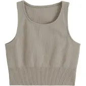 Aim'n Ribbed Seamless Crop Top - Beige - M