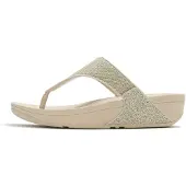 FitFlop for woman. A4Z-675 Lulu Shimmerglitz Toe-Post gold sandals (38), 1 to 3 cm, None, Casual