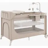 Kinderkraft LEODY UP Matkasänky + Lisätarvikkeet, Beige