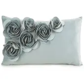 Eurofirany Koristetyynynpäällinen CHP/FLORES/1 30x50 mintunvihreä sametti 3D-kukilla