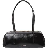 Calvin Klein Olkalaukku 'Foil Logo Glossy Shoulder' musta