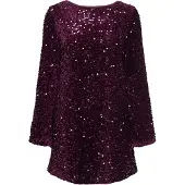 ONLY Onlanika Sequins Ls Bow Dress Wvn Cs - Burgundy - L