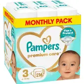 Pampers Premium Care Tape -vaipat, koko 3, 216 kpl