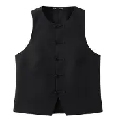 Mango Linen Toggle Waistcoat - Black - XS
