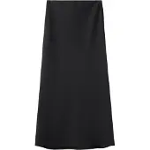 Mango Linen-Blend Straight Skirt - Black - M