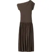 Mango Asymmetrical Combined Dress - Brown - L