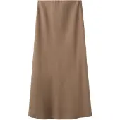 Mango Linen-Blend Straight Skirt - Brown - S