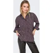 ONLY Onlfenna L/S Oversize Check Shirt Wvn - Burgundy - S
