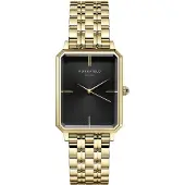 Rosefield The Octagon Black Sunray Steel Gold 23*29mm OBSSG-O47