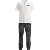 Dagi Pitkä pyjama harmaa / musta / valkoinen