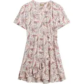 Superdry for woman. W8011877A SS beige printed mini cross over dress (L), Casual, Viscose, Short sleeve