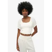 Superdry for woman. W6011857A Woven ruffled T-shirt white (L), Casual, Viscose, Short sleeve