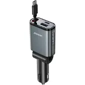 JOYROOM 3in1-autolaturi, jossa 3A USB-C, 2,4A USB ja sisäänvedettävä USB-C-kaapeli