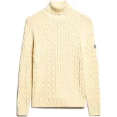 Superdry for woman. W6110614A Slouchy cable roll beige jumper (M), Casual, Cotton