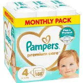 Pampers Premium Care Tape -vaipat, koko 4, 188 kpl