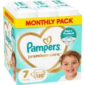 Pampers Premium Care Tape -vaipat, koko 7, 120 kpl