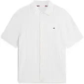 Tommy Hilfiger Neuletakki 'Relaxed Pointelle Short Sleeve With' valkoinen