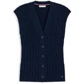 Tommy Hilfiger Neuleliivi 'Cable Slim Sleeve' laivastonsininen