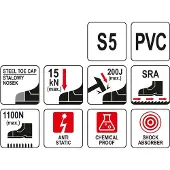 YATO Portland S5 PVC antistaattinen turvakumisaappaat