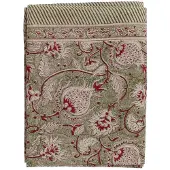 Chamois - Pomegranate Pellava pöytäliina 150x350 cm Vihreä/Valkoinen