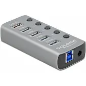 DeLOCK – USB 5 Gbps Hub with 4 Ports + 1 Fast Charging Port with Switch and Illumination (63262)