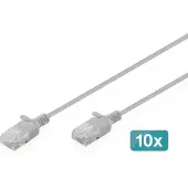 Digitus DK-1618-003S-10, 0,3 m, Cat6, U/UTP (UTP), RJ-45, RJ-45, Harmaa
