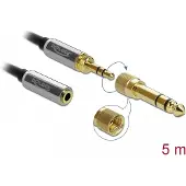 DeLOCK – Stereo Jack Extension Cable 3.5 mm 3 pin male to female with 6.35 mm screw adapter 5 m (85783)