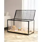 Vevor -hamsterihäkki, 360° katselukulma, läpinäkyvä hamsteriympäristö, pieneläinhäkki, 37,8 x 18,5 x 21,7 tuumaa, tuuletettu lemmikkieläinten hiirihäkki etuovella, kannettava hamsterihäkki rotille, mar