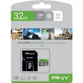 PNY Elite, 32 GB, MicroSDHC, Luokka 10, UHS-I, 100 MB/s, Class 1 (U1) (P-SDU32GU185GW-GE)