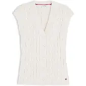 Tommy Hilfiger Neuleliivi 'Cable Slim Sleeve' vaaleankeltainen