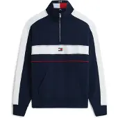 Tommy Hilfiger Collegepaita 'Colour-blocked Quarter-zip Relaxed' tummansininen / punainen / valkoinen