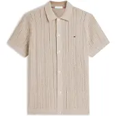 Tommy Hilfiger Neuletakki 'Relaxed Pointelle Short Sleeve With' beige