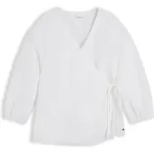 Tommy Hilfiger Pusero 'Relaxed Fit Pure Wrap Blouse' valkoinen