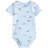 Lindex Short-Sleeved Bodysuit - Blue - 68