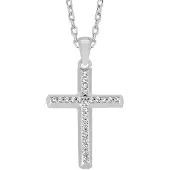 Lykken Crosses hopeinen pavé ristikaulakoru 45 cm