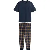 Next Pitkä pyjama laivastonsininen / ruskea / valkoinen